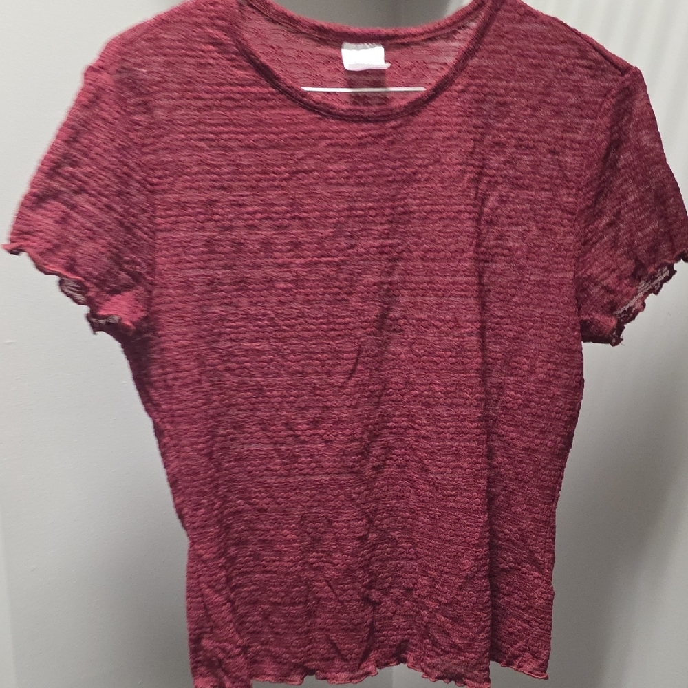 No Boundaries Maroon Textured Short Sleeve Tee